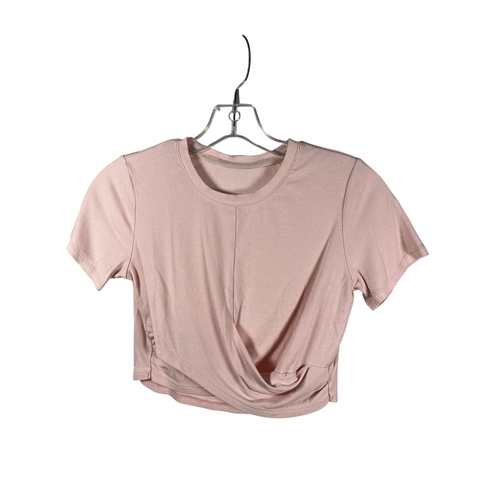 All in Motion Pink Ribbed Cropped Athletic‎ Top T Shirt Womens Size Small